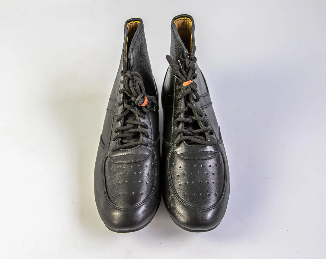 Black leather boxing boots shop